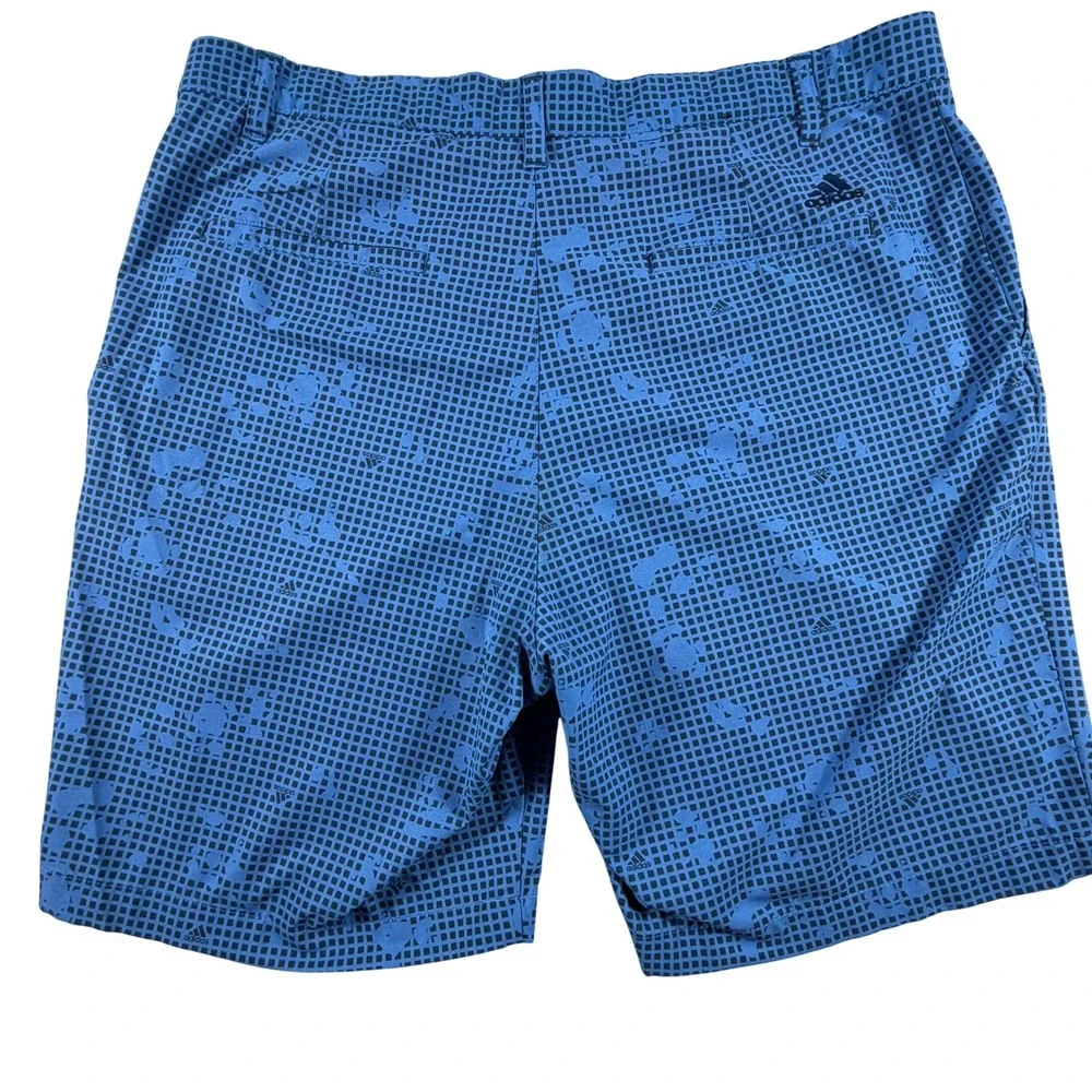 Adidas Golf Shorts Mens 36 Blue Grid Print Primegreen Performance Athletic Short